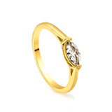 2 Prong Band & Slender Oval Diamond Ring