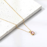 White & Red & Pink & Purple & Green Diamond Round Pendant Necklace 45cm