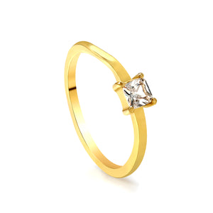 4 Claw Band & Small Square Diamond Ring