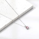 White & Red & Pink & Purple & Green Diamond Round Pendant Necklace 45cm