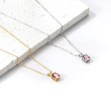 White & Red & Pink & Purple & Green Diamond Round Pendant Necklace 45cm