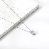 White & Red & Pink & Purple & Green Diamond Round Pendant Necklace 45cm