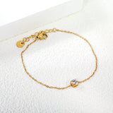 5.3mm Round with White Zirconium Accessories Bracelet 17+3cm+6mm Round End Plaque Gold Color