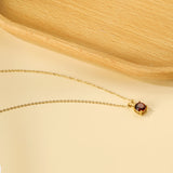 White & Red & Pink & Purple & Green Diamond Round Pendant Necklace 45cm