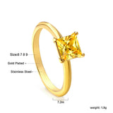 4 Prong Band & Yellow Square Diamond Ring