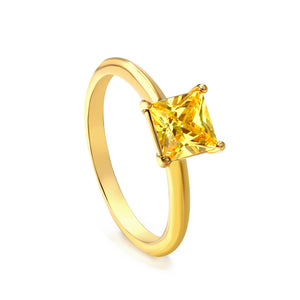 4 Prong Band & Yellow Square Diamond Ring