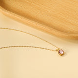 White & Red & Pink & Purple & Green Diamond Round Pendant Necklace 45cm