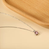 White & Red & Pink & Purple & Green Diamond Round Pendant Necklace 45cm