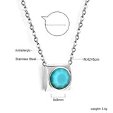 Necklace with 5 colors in square setting 42+5cm