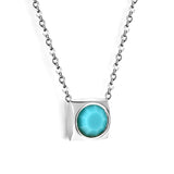 Necklace with 5 colors in square setting 42+5cm