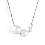 4 large and small white pearls 5+7+10+12mm Necklace 45+5cm