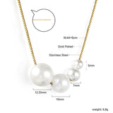 4 large and small white pearls 5+7+10+12mm Necklace 45+5cm