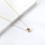 Necklace with 5 colors in square setting 42+5cm