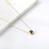 Necklace with 5 colors in square setting 42+5cm