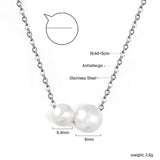 2 large and small white pearls 6.4+8mm necklace 44+5cm