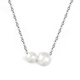 2 large and small white pearls 6.4+8mm necklace 44+5cm