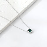 Necklace with 5 colors in square setting 42+5cm