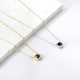 Necklace with 5 colors in square setting 42+5cm