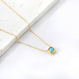 Necklace with 5 colors in square setting 42+5cm