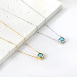 Necklace with 5 colors in square setting 42+5cm