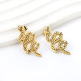 Snake with 3 White Diamonds Earrings 14.6*31.4mm