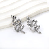 Snake with 3 White Diamonds Earrings 14.6*31.4mm