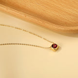 Necklace with 5 colors in square setting 42+5cm