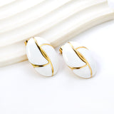 Oval White / Black Drip Earrings with Trim 19.2*27.9mm