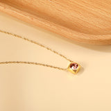 Necklace with 5 colors in square setting 42+5cm