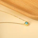 Necklace with 5 colors in square setting 42+5cm