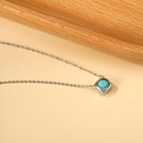 Necklace with 5 colors in square setting 42+5cm