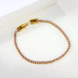 2mm/3mm round purple/pink/mixed/black crystal/white zirconium clasp bracelet 17cm steel/gold color