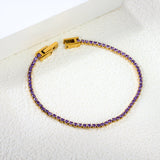 2mm/3mm round purple/pink/mixed/black crystal/white zirconium clasp bracelet 17cm steel/gold color