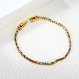 2mm/3mm round purple/pink/mixed/black crystal/white zirconium clasp bracelet 17cm steel/gold color