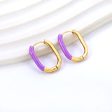 U-Shape Single White/Black/Purple/Pink/Lake Blue Drop Earrings 15.7*20.7*2.5mm