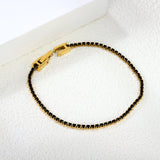 2mm/3mm round purple/pink/mixed/black crystal/white zirconium clasp bracelet 17cm steel/gold color