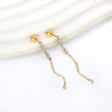 6 White Diamonds 2mm with Chain Earrings 50mm