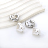 5*20.4mm Round with Shaped White Pearl Stud Earrings 14.9*21.8mm