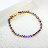 2mm/3mm round purple/pink/mixed/black crystal/white zirconium clasp bracelet 17cm steel/gold color