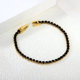 2mm/3mm round purple/pink/mixed/black crystal/white zirconium clasp bracelet 17cm steel/gold color