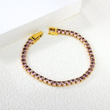 5*3.5mm Oval White/Purple/Red/Pink/Aquamarine/Mixed Color Genuine Zirconium Clasp Bracelet 17cm Steel/Gold