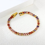 5*3.5mm Oval White/Purple/Red/Pink/Aquamarine/Mixed Color Genuine Zirconium Clasp Bracelet 17cm Steel/Gold