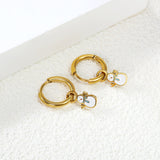 2*10mm circle + 6.7*12mm snowman with white drop earrings gold color