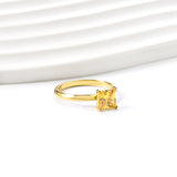 4 Prong Band & Yellow Square Diamond Ring