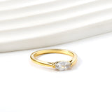 2 Prong Band & Slender Oval Diamond Ring