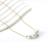 4 large and small white pearls 5+7+10+12mm Necklace 45+5cm