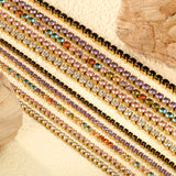 2mm/3mm round purple/pink/mixed/black crystal/white zirconium clasp bracelet 17cm steel/gold color