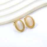 Lace Oval with White / Black / Red / Green Cat's Eye Earrings 15.2*19.2mm