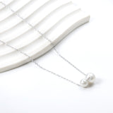 2 large and small white pearls 6.4+8mm necklace 44+5cm