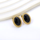 Lace Oval with White / Black / Red / Green Cat's Eye Earrings 15.2*19.2mm